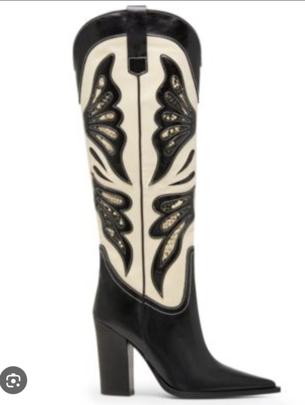 Steve Madden Kaz Black and Cream Western Tall Boots